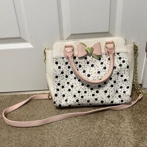 Betsey Johnson Polka Dot Handbag with Pink Accents